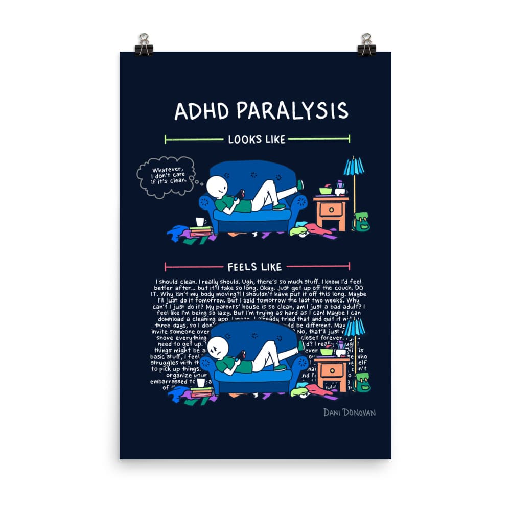 " ADHD Paralysis"  Poster  Dani Donovan: ADHD Comics