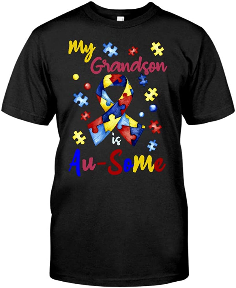 Amazon.com: My Autistic Grandson Is Awesome Autism Awareness Family T ...