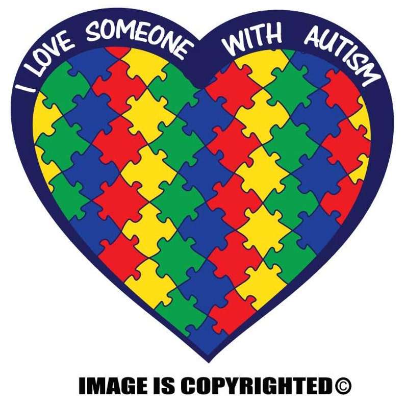 AUTISM AWARENESS Heart 5 color puzzle pieces Vinyl Decal