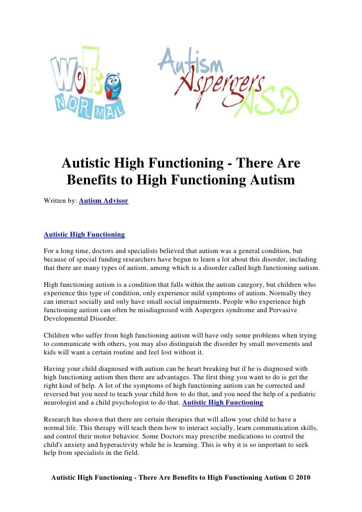 Autistic high functioning there are benefits to high ...