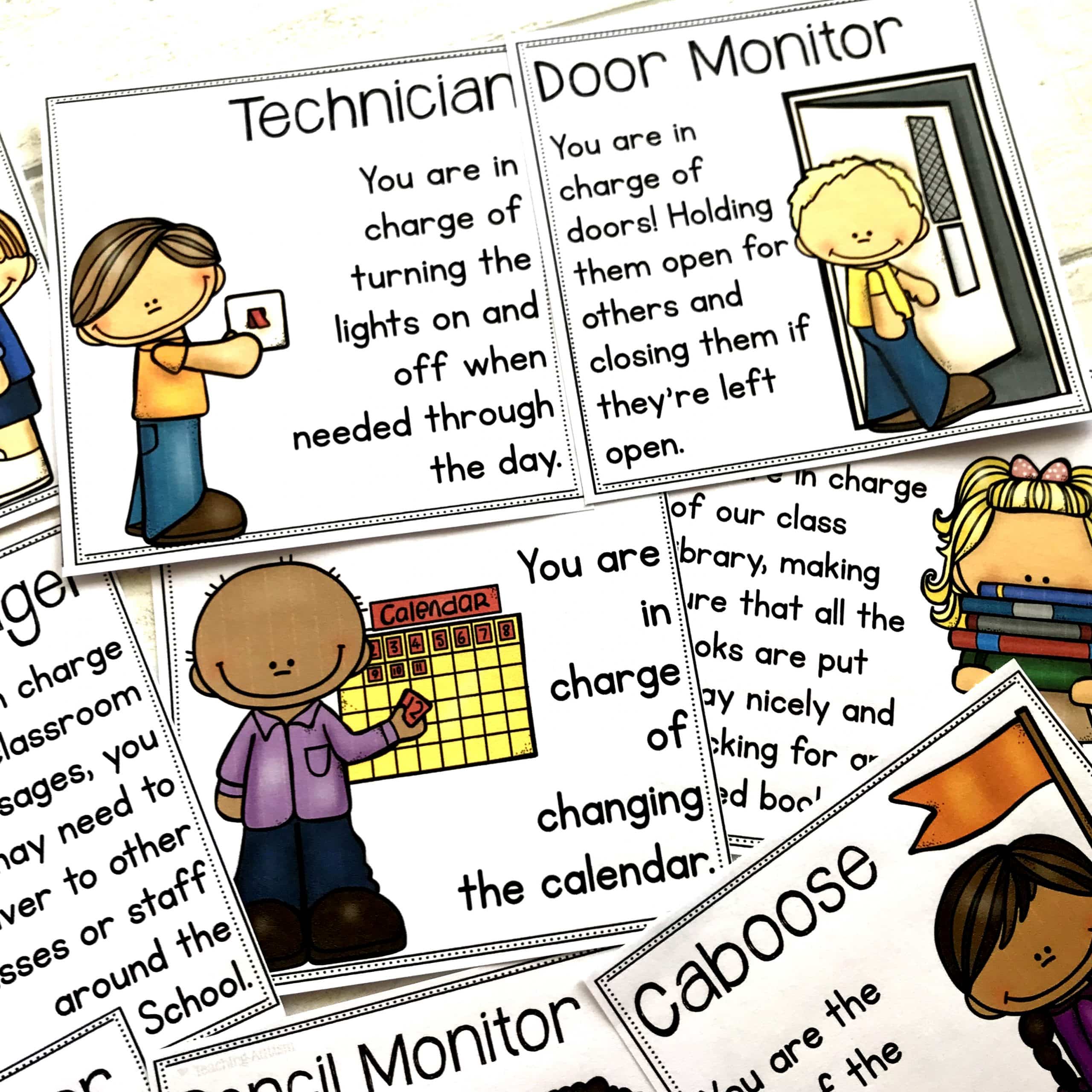 Classroom Jobs with Pictures