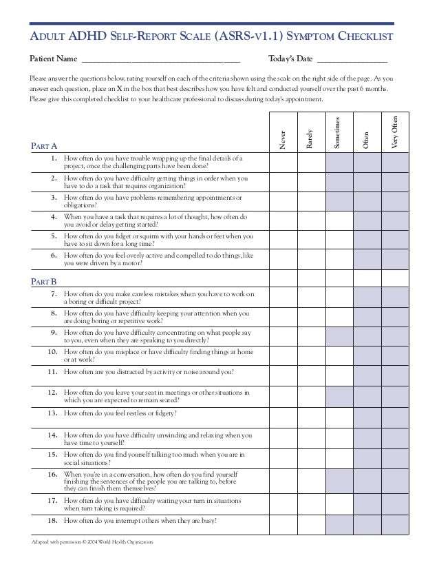 Clinical scales for ADHD assessment