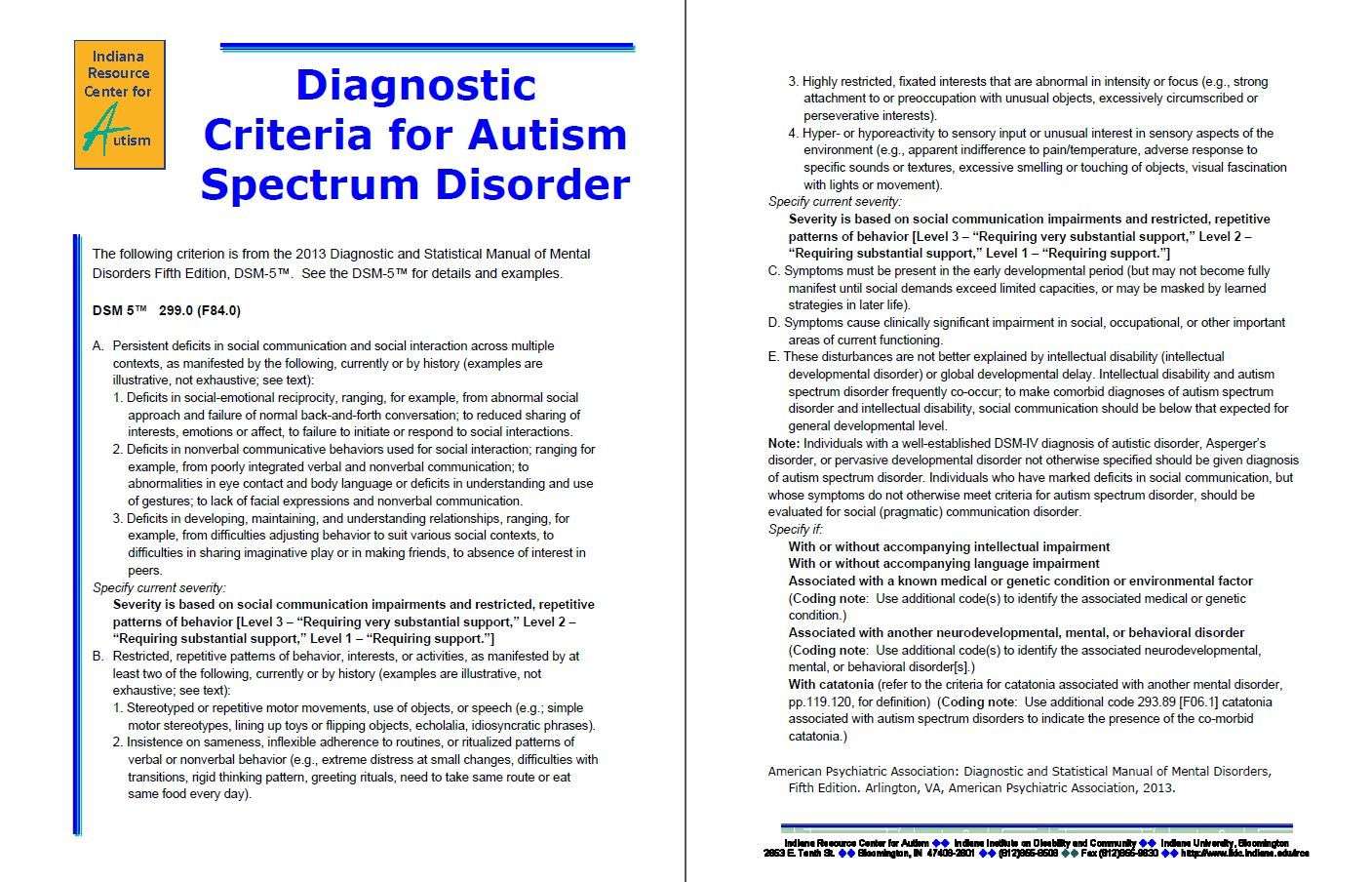 DSM 5 Criteria for ASD