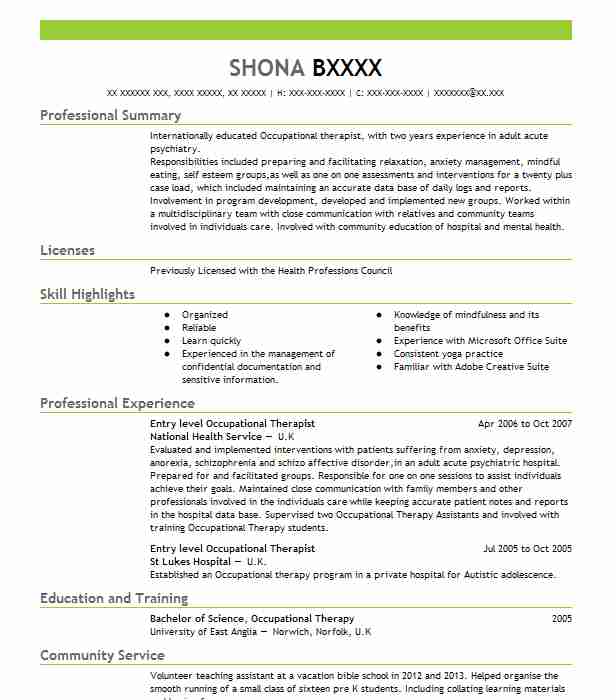 Entry Level Behavior Therapist Resume Example The Center Of Autism And ...