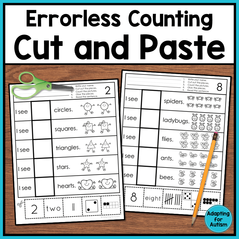 Free Errorless Cut and Paste Math Worksheets Counting 1