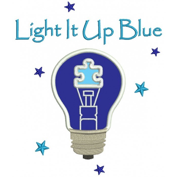 Light It Up Blue Light Bulb Autism Awareness Applique ...