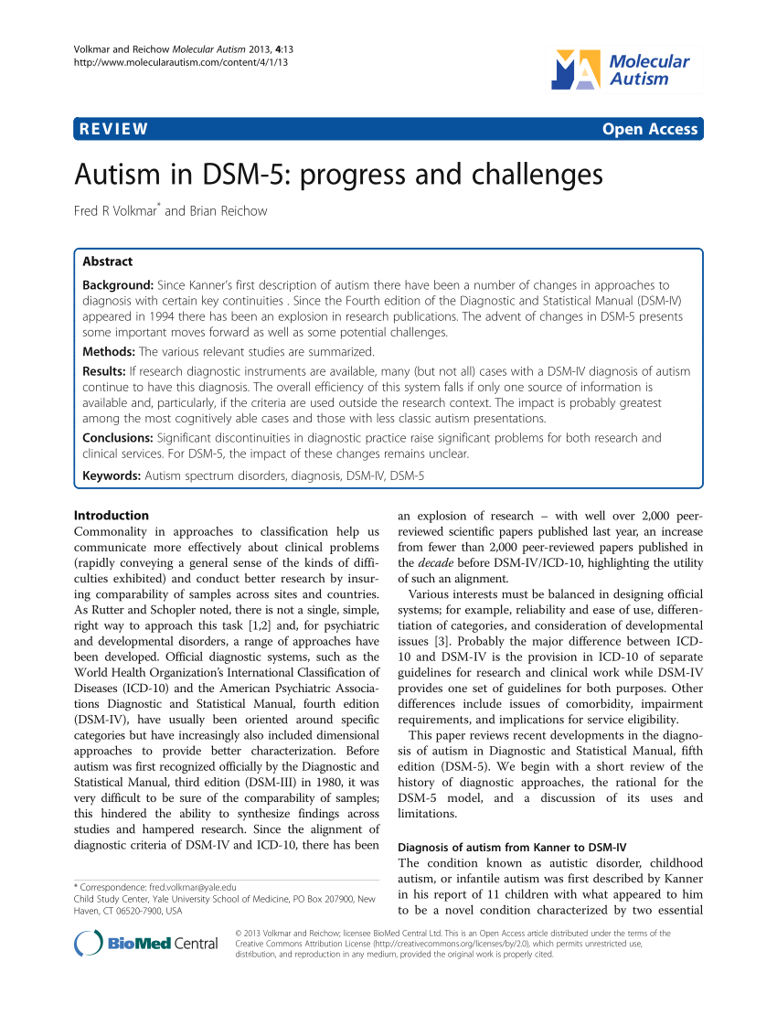 (PDF) Autism in DSM