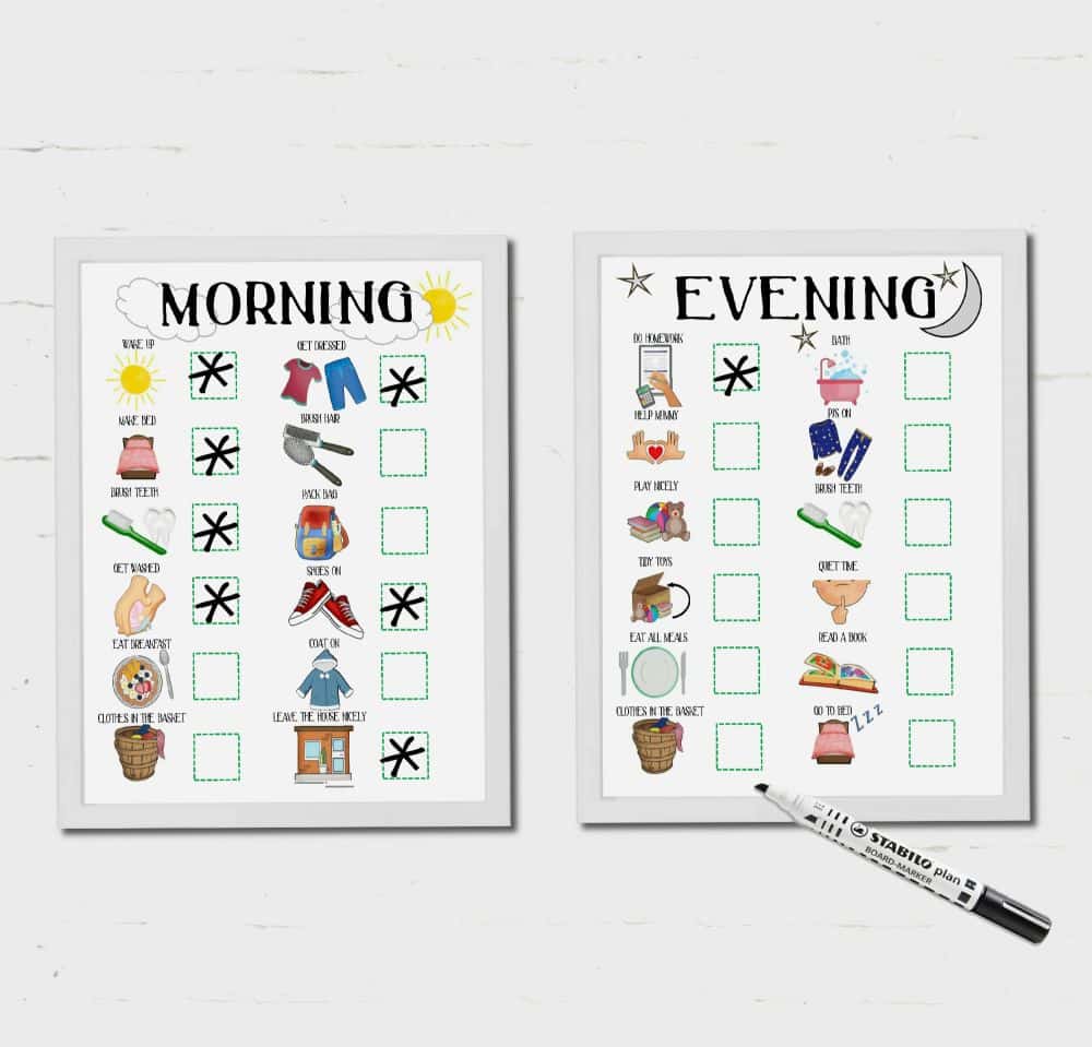 Reward system, Morning and Evening routine chart, daily routine, jobs ...