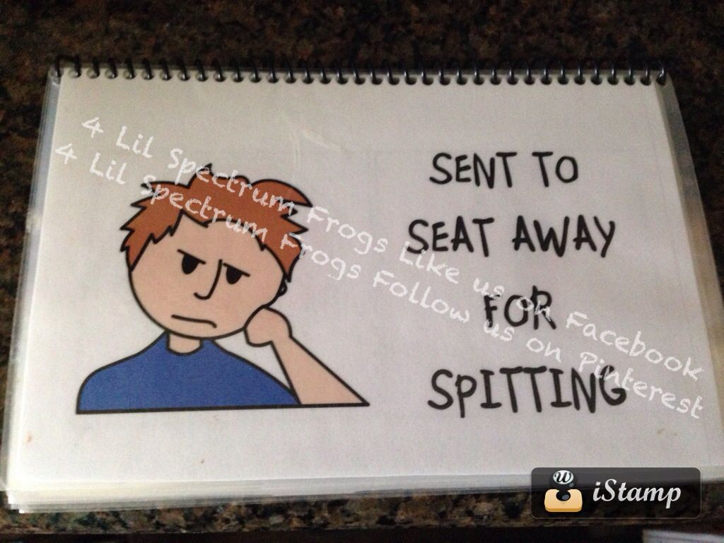 Social story: sent to seat away for spitting