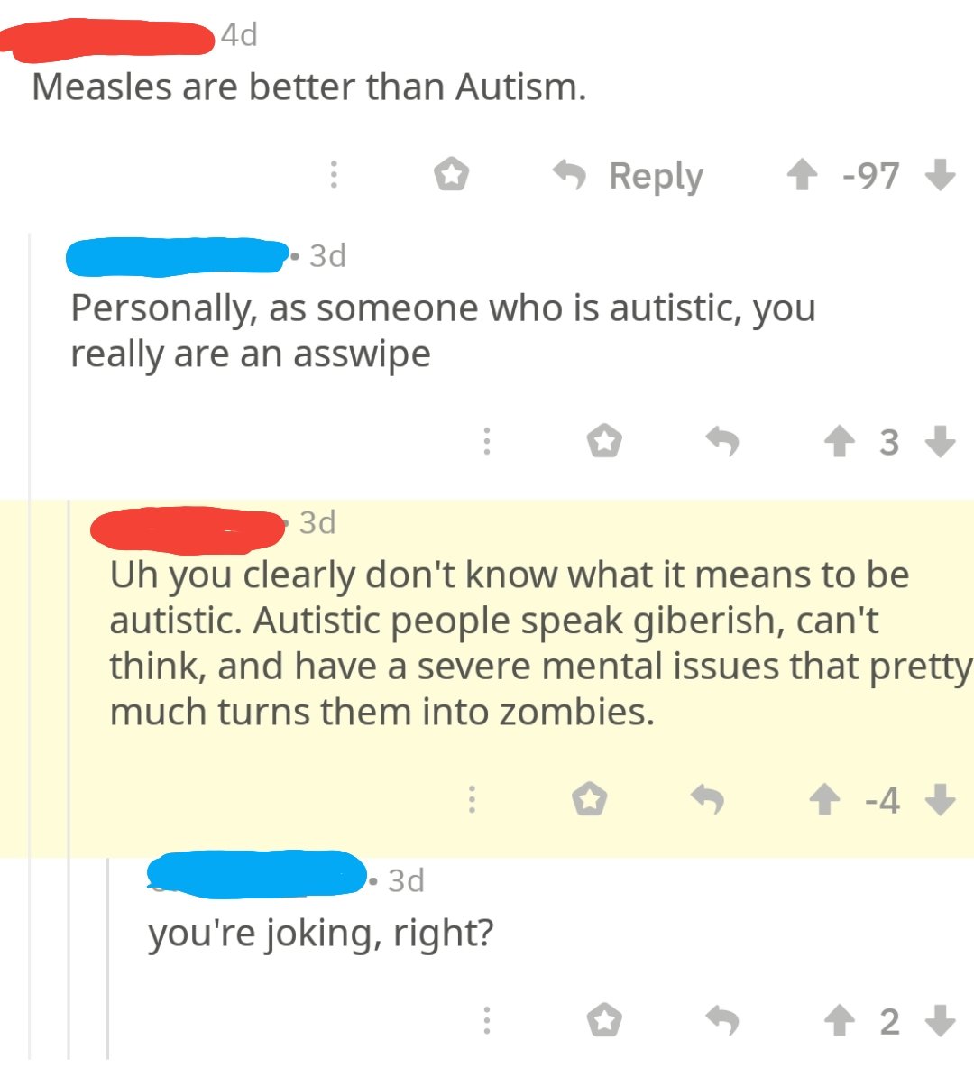 Telling someone with autism they don